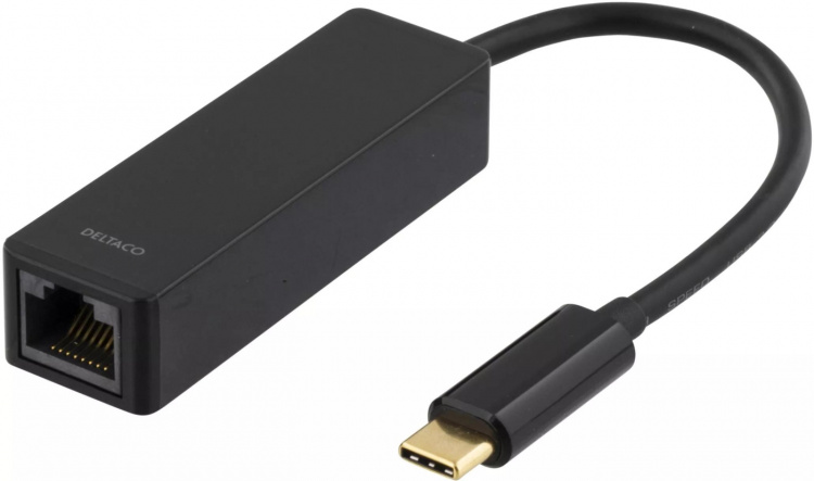 DELTACO USB 3.1 network adapter, Gigabit, 1xRJ45, USB Type C, black DELTACO USB 3.1 network adapter, Gigabit, 1xRJ45, USB Type C, black