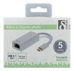 DELTACO USB 3.1 network adapter, Gigabit, 1xRJ45, USB Type C, white DELTACO USB 3.1 network adapter, Gigabit, 1xRJ45, USB Type C, white