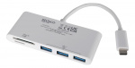 DELTACO USB 3.1 Gen 1 hub, USB-C, 3USB A, SD/microSD reader, white
