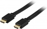 DELTACO flat HDMI cable, HDMI High Speed with Ethernet, 10m, black