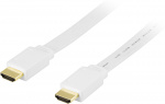 DELTACO flat HDMI cable, HDMI High Speed with Ethernet, 4K, 5m, white