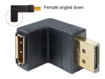 DeLOCK adapter, DisplayPort male to DisplayPort female, angled, black