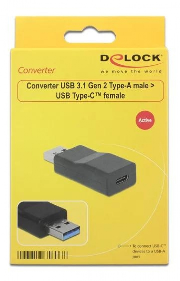 DeLOCK USB-converter, USB-C - USB-A, 3.1 Gen 2, zwart DeLOCK USB-converter, USB-C - USB-A, 3.1 Gen 2, zwart