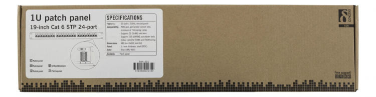 DELTACO STP patch panel, 24xRJ45, Cat6, 1U, 19