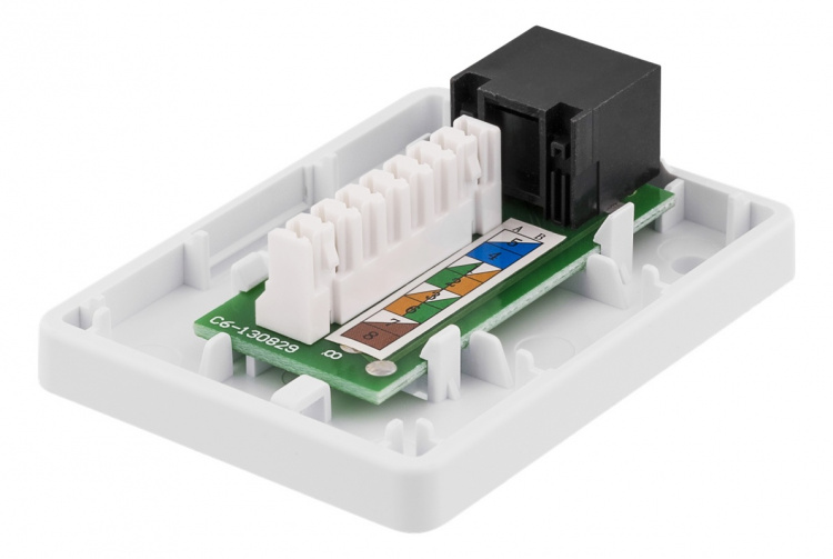 DELTACO Unshielded network socket, Surface UTP 1xRJ45, Cat6, white