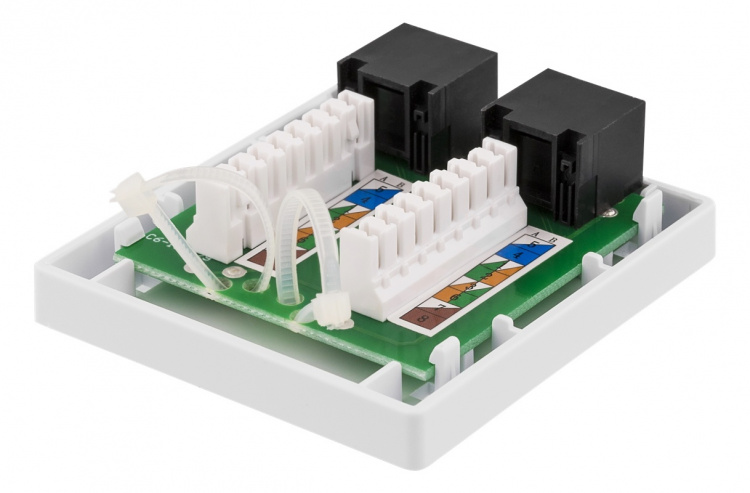 DELTACO unshielded network socket, Surface UTP 2xRJ45, Cat6, white