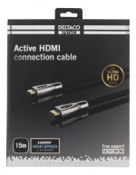 DELTACO PRIME aktiv HDMI kabel, 15m, Broderad, HDMI High Speed with Et DELTACO PRIME aktiv HDMI kabel, 15m, Broderad, HDMI High Speed with Et