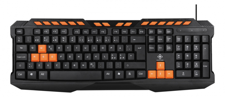 DELTACO GAMING toetsenbord met anti-ghosting, USB, Nordic layout, zwart/oranje