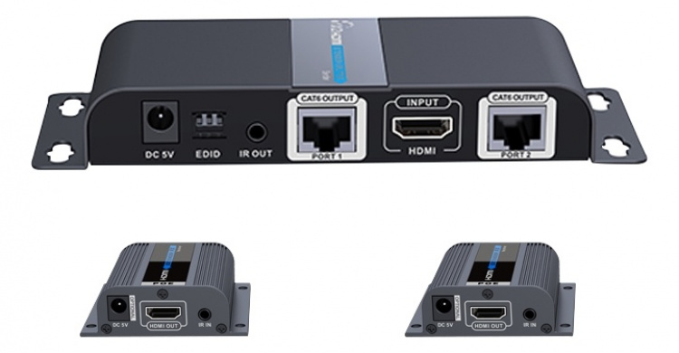 1X2 HDMI Extender Splitter over CAT6/6a/7 40m met IR pass-back 1X2 HDMI Extender Splitter over CAT6/6a/7 40m met IR pass-back