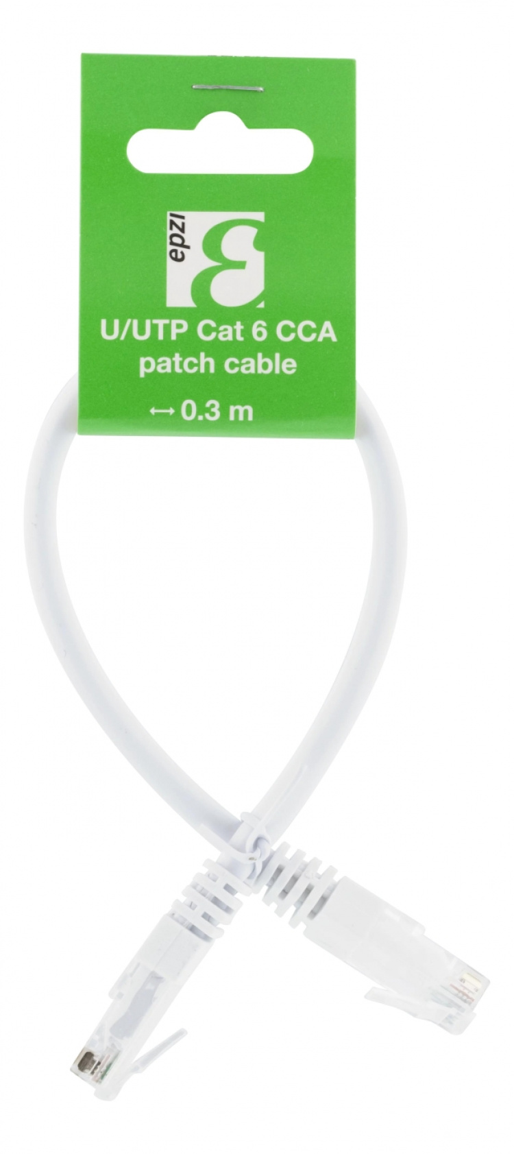 EPZI U/UTP Cat6 patch cable, CCA, 0.3m, 250MHz, white