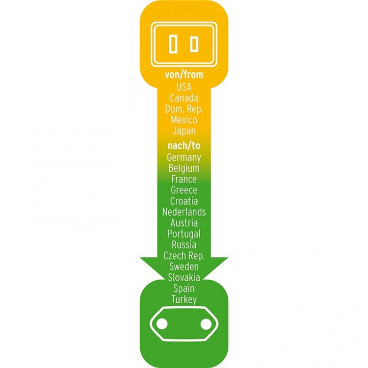 Reisadapter VS-naar-Europa met 2.5 A Zekering