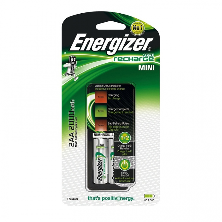 Energizer NiMH-Batterijlader AA / AAA | 1.2 V DC | 2x AA/LR6 | Euro | Batterijtype: AA | Zwart