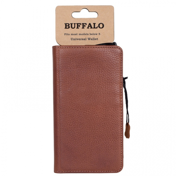 BUFFALO Wallet Leather Brown 3 Cardpockets Universal to 5 BUFFALO Wallet Leather Brown 3 Cardpockets Universal to 5
