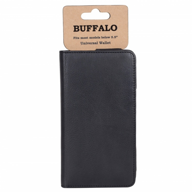 BUFFALO Wallet Leather Black 3 Cardpockets Universal up to 5,5 BUFFALO Wallet Leather Black 3 Cardpockets Universal up to 5,5