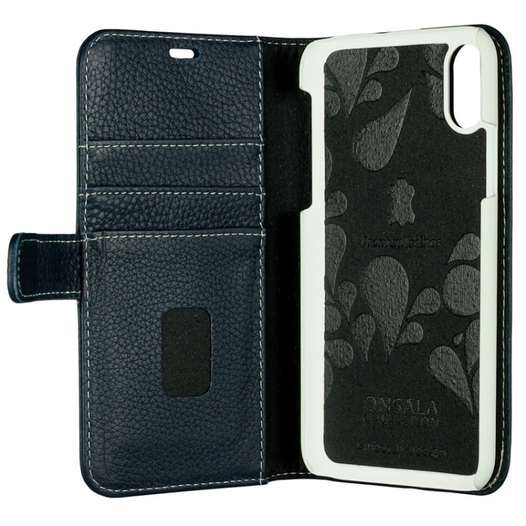 ONSALA COLLECTION Wallet Leather Navi Blue iPhone X/XS