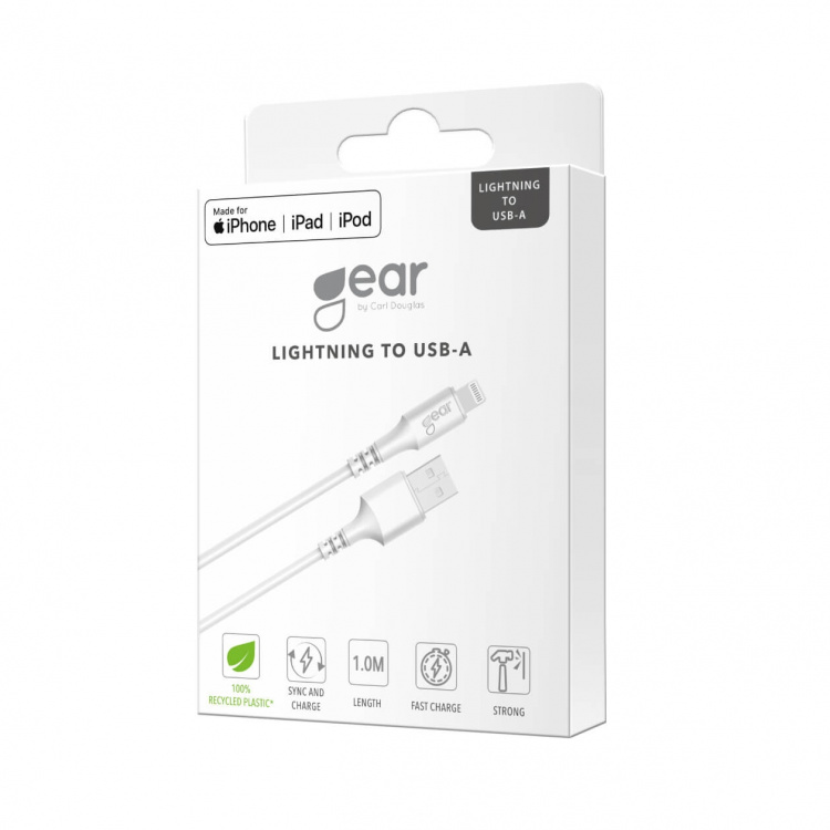 GEAR USB Cable Lightning 1.0m White MFI