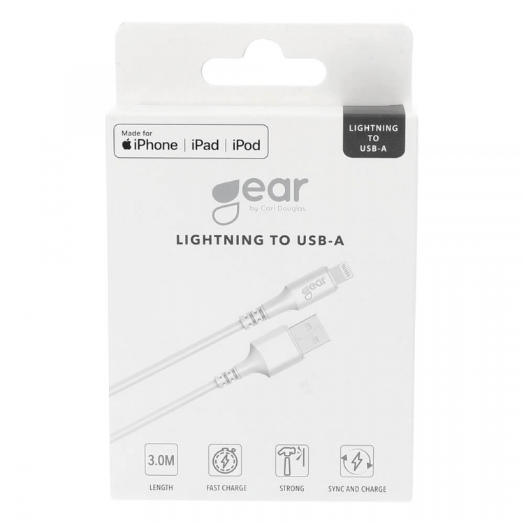GEAR USB Cable Lightning 3.0m White MFI