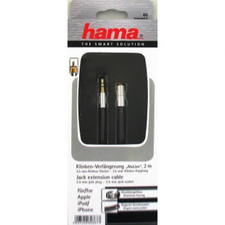 HAMA AluLine Extension Cable, 3.5 mm jack, plug - socket, stereo HAMA AluLine Extension Cable, 3.5 mm jack, plug - socket, stereo