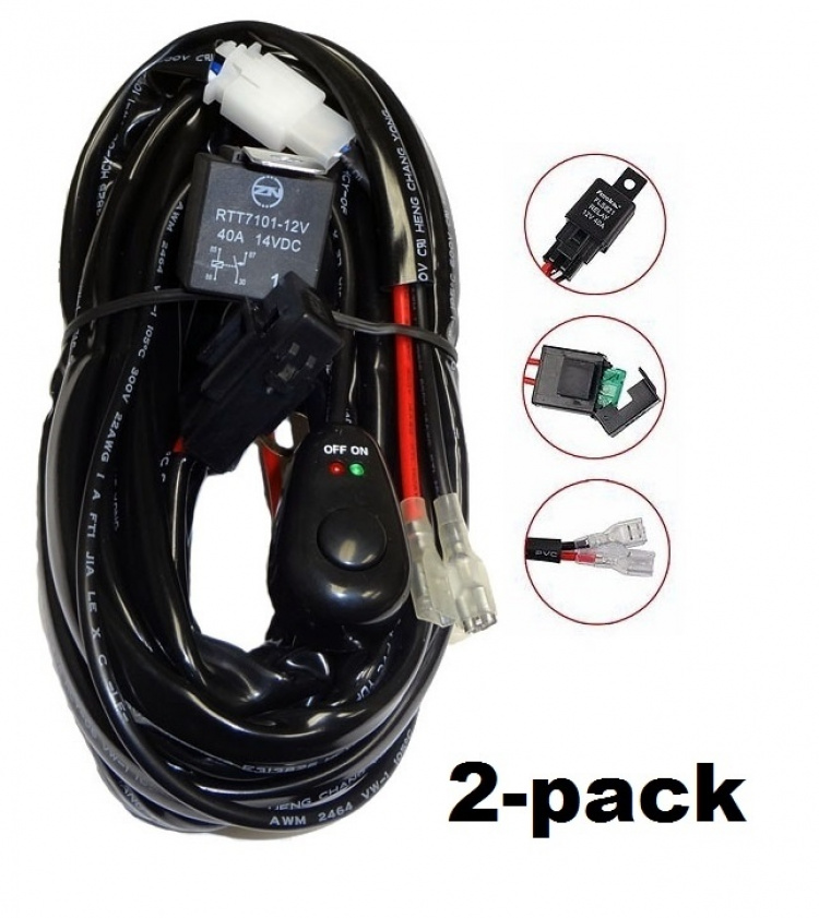 2-pack relaiskabelset 40A met schakelaar, voor LED-oprijplaten en extra verlichting
