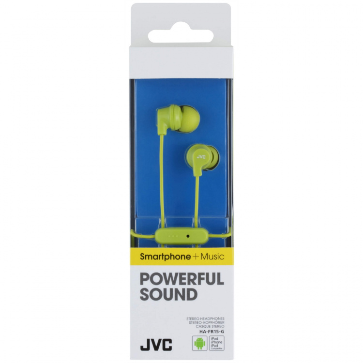 JVC Headphone FR15 Mic In-Ear Green JVC Headphone FR15 Mic In-Ear Green