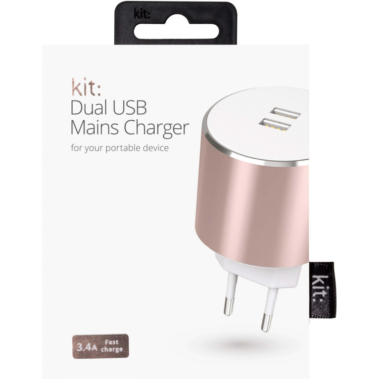 KIT PLATINUM charger 220V 2xUSB 3.4A Rosegold KIT PLATINUM charger 220V 2xUSB 3.4A Rosegold