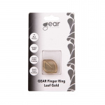 GEAR Finger Ring Leaf Gold Rotating Fingerholder with Standfunktion
