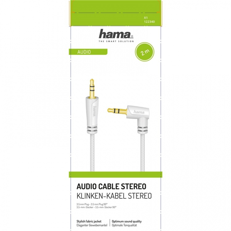 HAMA Audio 3.5mm Angled White 2m HAMA Audio 3.5mm Angled White 2m
