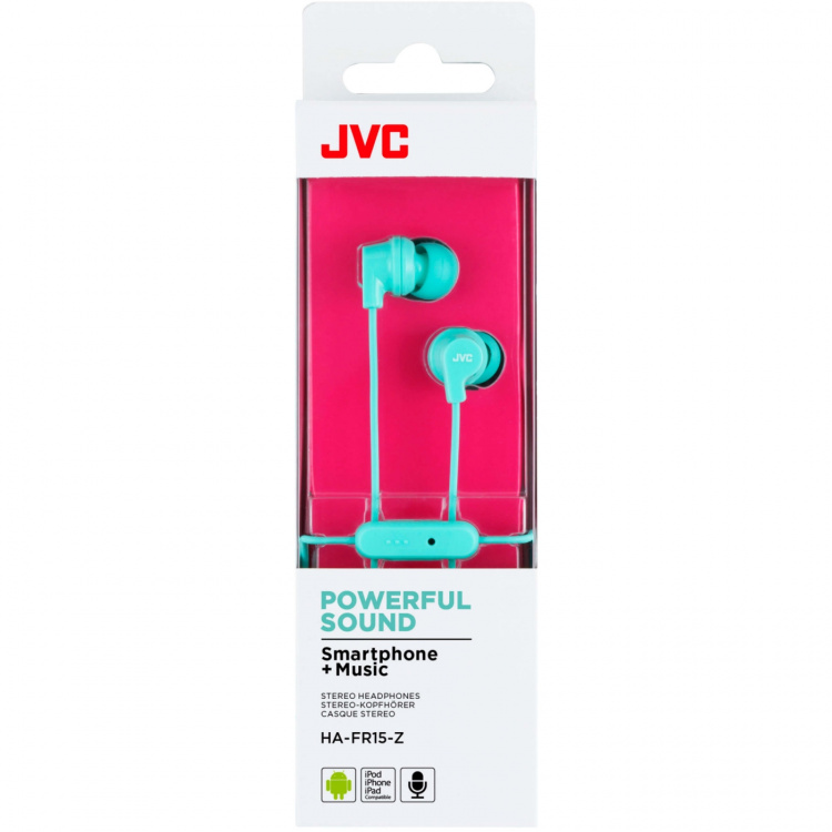 JVC Headphone FR15 Remote Mic Mint Blue