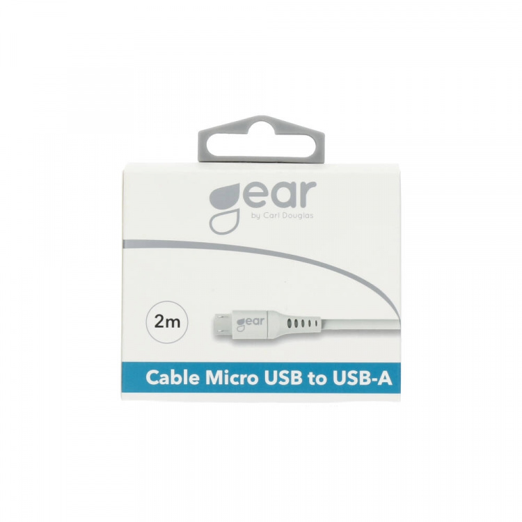GEAR Ronde Oplaadkabel MicroUSB naar USB-A 2m Wit