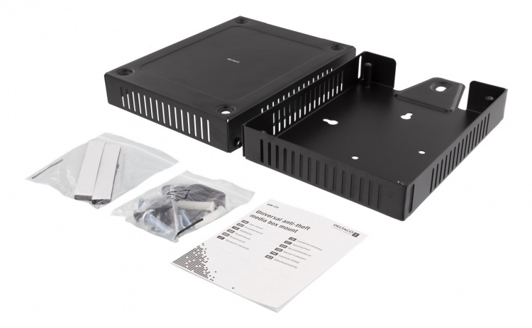DELTACO Universal Anti-theft media box mount, mount kit, steel, black