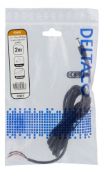 DELTACO 5.5x2.1mm DC to open ended wire, 2m, 20AWG, black