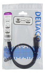DELTACO DisplayPort cable, 0,5m, 4K UHD, DP 1.2, black