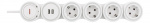 DELTACO Flexible 4-Socket Power strip, 1,4m, 16A 3500W, 2x USB-A, whit