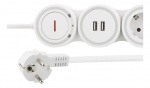DELTACO Flexible 4-Socket Power strip, 1,4m, 16A 3500W, 2x USB-A, whit