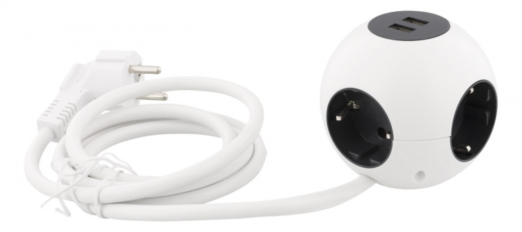 DELTACO Power globe, 2xUSB-A 2.1A, 4xCEE 7/4, 1xCEE 7/7, white DELTACO Power globe, 2xUSB-A 2.1A, 4xCEE 7/4, 1xCEE 7/7, white