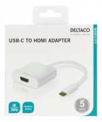 DELTACO USB-C to HDMI adapter, 4096x2160 30Hz, white