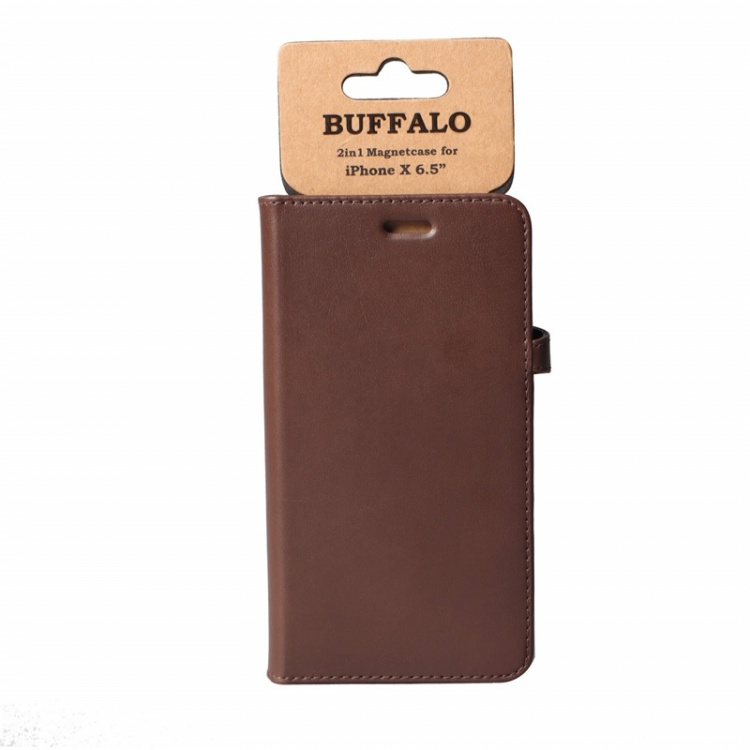 BUFFALO Wallet Leather Brown 3 Cardpockets iPhone XS 6,5