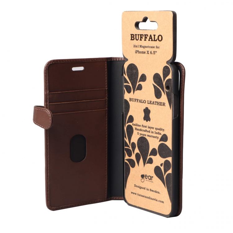 BUFFALO Wallet Leather Brown 3 Cardpockets iPhone XS 6,5