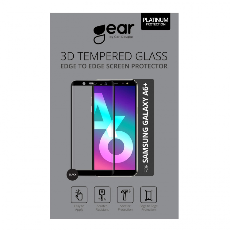 GEAR Glass Prot. 3D Full Fit Black Samsung Galaxy A6+