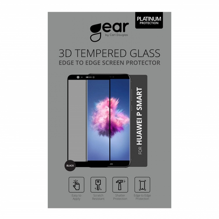 GEAR Glass Prot. 3D Full Fit Black Huawei P Smart