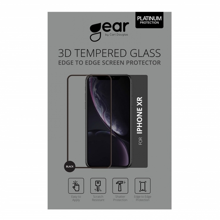 GEAR Glass Prot. 3D Gummed Full Fit Black iPhone XR/11 incl. Frame GEAR Glass Prot. 3D Gummed Full Fit Black iPhone XR/11 incl. Frame