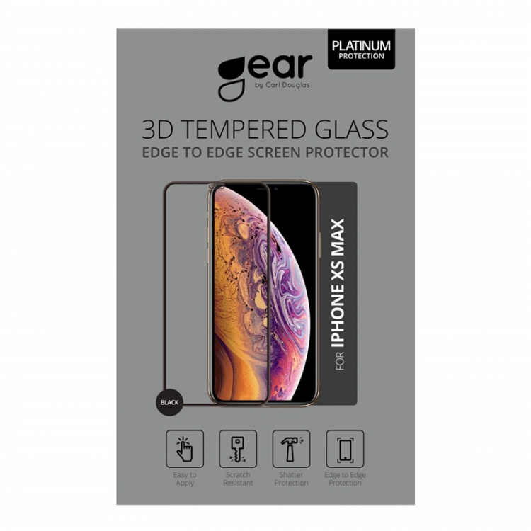 GEAR Glass Prot. 3D Gummed Full Fit Black iPhone XS MAX/11 PRO MAX incl. frame