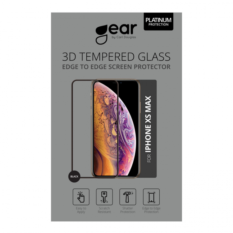 GEAR Glass Prot. 3D Gummed Full Fit Black iPhone XS MAX/11 PRO MAX incl. frame