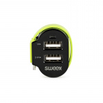 Sweex Autolader 3-Uitgangen 6 A 2x USB / Micro-USB Zwart/Groen