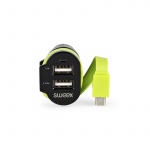 Sweex Autolader 3-Uitgangen 6 A 2x USB / Micro-USB Zwart/Groen