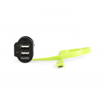 Sweex Autolader 3-Uitgangen 6 A 2x USB / Micro-USB Zwart/Groen
