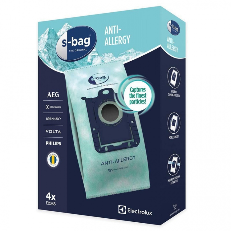 Electrolux E206S s-bag® Anti-Allergy Stofzuigerzak - 4 stuks Electrolux E206S s-bag® Anti-Allergy Stofzuigerzak - 4 stuks