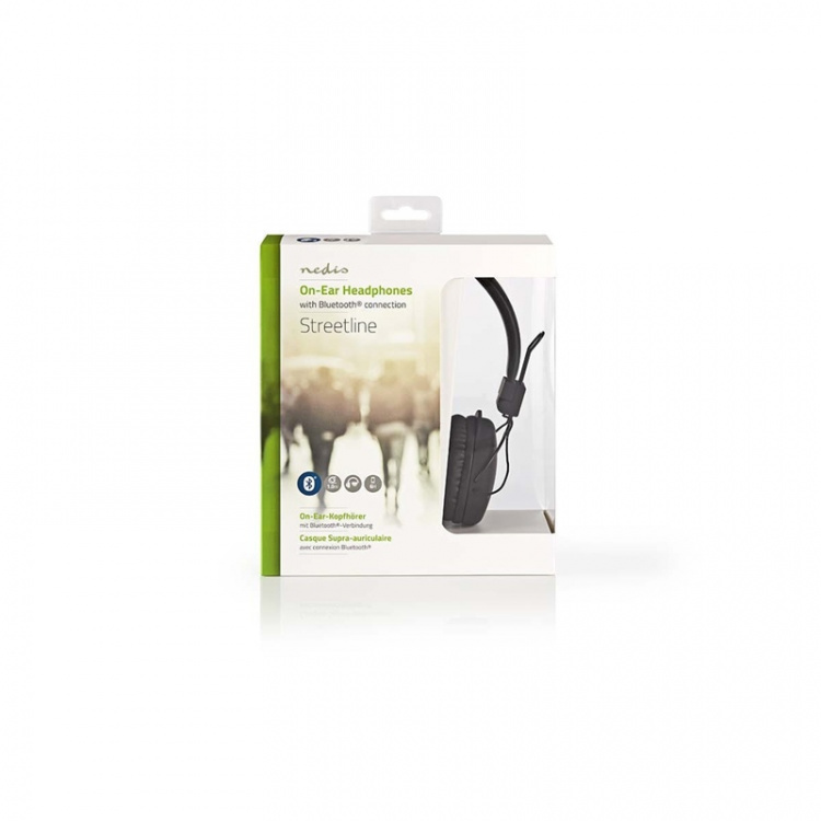 Nedis Draadloze On-Ear Koptelefoon | Maximale batterijduur: 15 uur | Ingebouwde microfoon | Drukbediening | Ondersteuning voor spraakbesturing | Volumebediening | Zwart