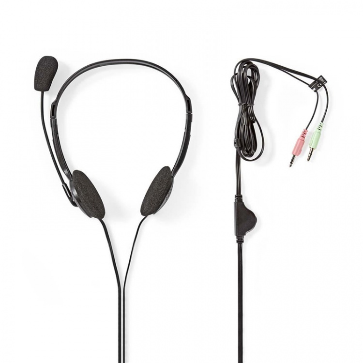 Nedis PC-Headset | On-Ear | Stereo | 2x 3.5 mm | Inklapbare Microfoon | Zwart