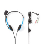 Nedis PC-Headset | On-Ear | Stereo | 2x 3.5 mm | Inklapbare Microfoon | Blauw